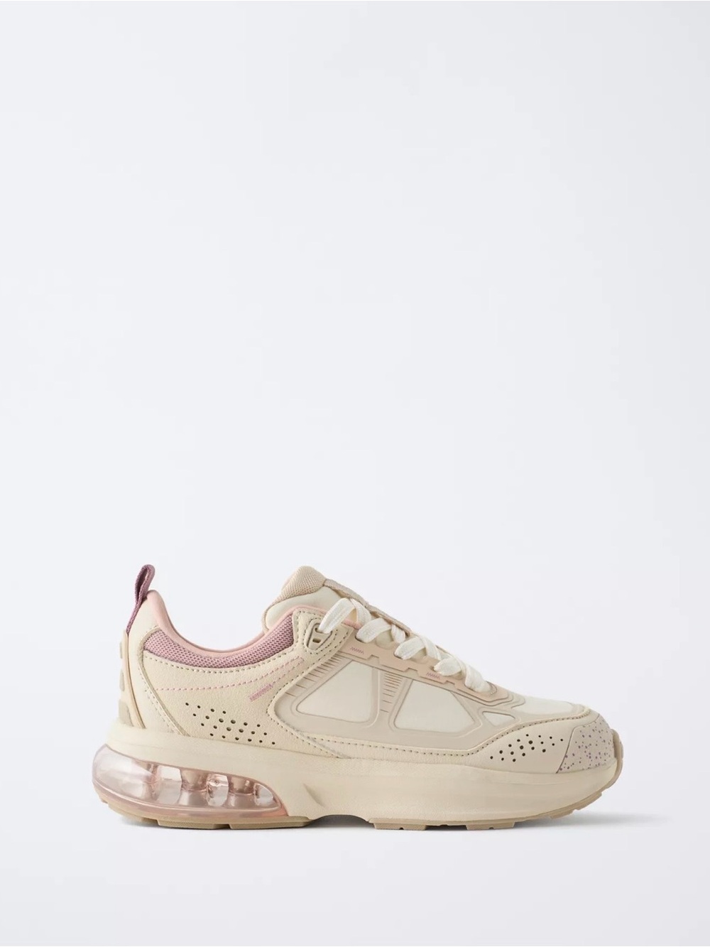 Zara Cream and Pink Air-Cushion Kids Sneakers